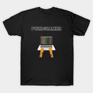 Purrgramrr Programmer Funny Cat Paws on Laptop T-Shirt